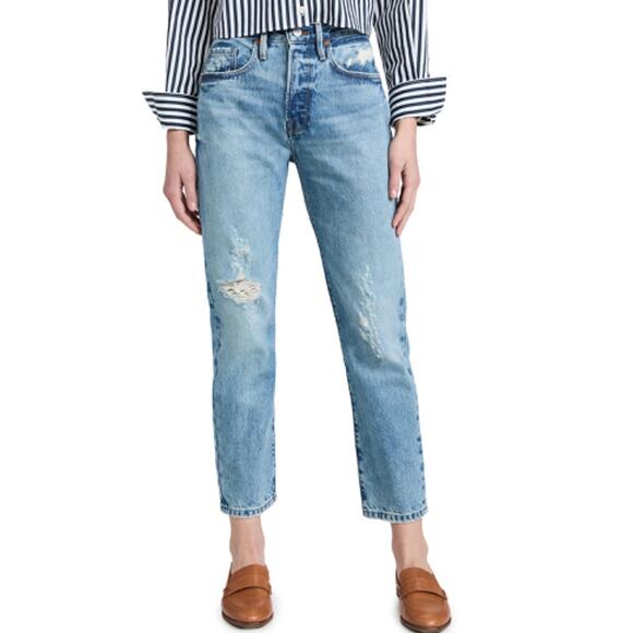 FRAME Women's Le Original Jeans 29 Regular Bluejay Rips - Size 29 - Picture 1 of 7
